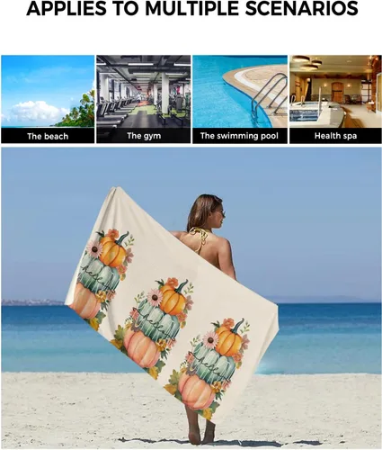Miniatura 6 de Harvest Pumpkin Bath Towels for Bathroom Set - Luxury Towels Gifts for Women,Quick Dry Beach Kitchen Hand Hair Face Yoga Workout Gym Towel and Dish