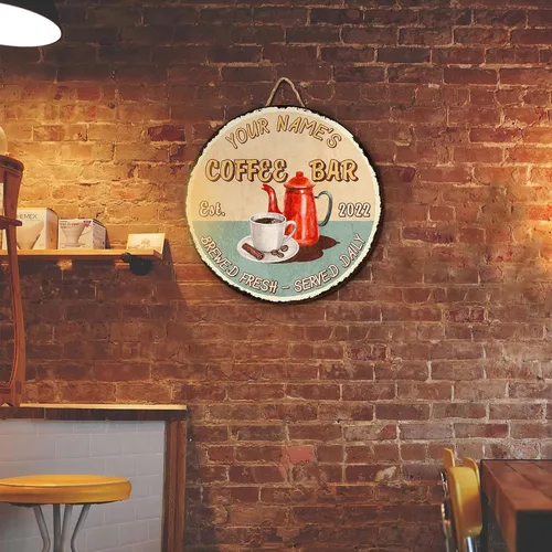 Miniatura 8 de Artsy Woodsy Letrero personalizado de madera para barra de café (no tallada o neón), placa de pared para decoración de cocina, regalos 11