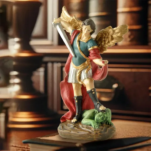 Miniatura 9 de Estatua de San Miguel Arcangel - Figura de ángel de San Miguel, estatua de resina con acabado de bronce antiguo, ideal para coleccionistas