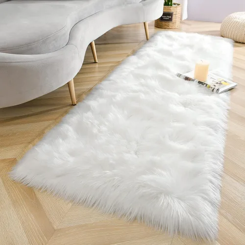 Miniatura 32 de LOCHAS Alfombra mullida ultrasuave, alfombra de pelo sintético de oveja, para el dormitorio, para colocar junto a la cama, para la sala