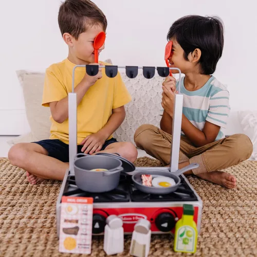 Miniatura 6 de Melissa & Doug Juego de cocina de madera de lujo de 19 piezas con comida de madera, olla y sartén duraderos