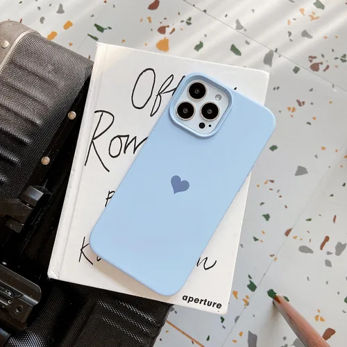 Miniatura 2 de Funda compatible con iPhone 13 Pro Max de silicona para mujeres y niñas, diseño de corazón azul, delgada, con forro de microfibra suave