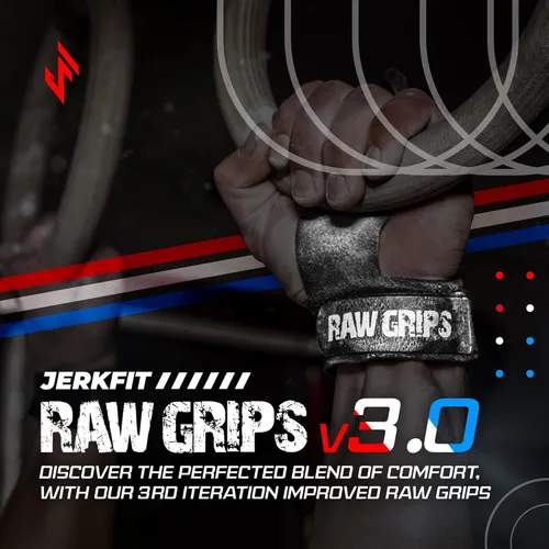 Miniatura 5 de JerkFit Raw Grips 3.0, Agarres de Gimnasia de Cuero de 2 Dedos - Agarres para Dominadas para Protección de Manos en Entrenamiento Cruzado - Agarres
