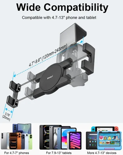 Miniatura 5 de Soporte para tablet de armario de cocina, soporte para tableta debajo del gabinete con abrazadera ajustable de 360° para iPad Pro Air Mini, Galaxy