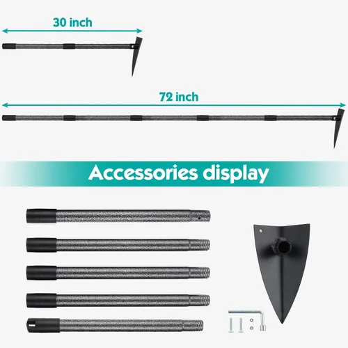 Miniatura 4 de Azada triangular, azada de jardín de metal para deshierbar mango largo de 60 pulgadas, herramienta de jardín de mano de jardinería resistente