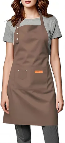 Miniatura 11 de Delantal de cocina para mujer y hombre, resistente al agua, para artista, barista, hornear, manualidades, catering, trabajo, con babero y grandes