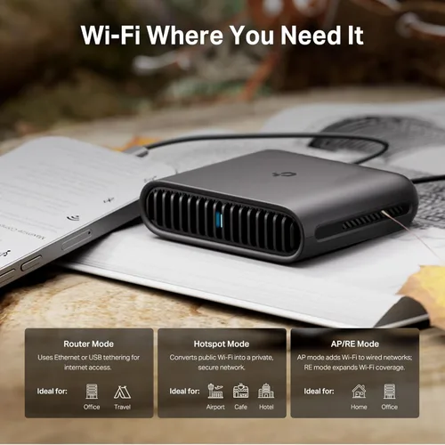 Miniatura 5 de TP-Link Router de viaje Wi-Fi 6 AX3000 de doble banda TL-WR3002X Multi-Gig portátil OpenVPN, WireGuard Fácil compartir WiFi público Aprobado