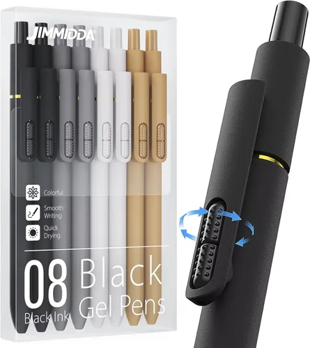 Miniatura 12 de 16 bolígrafos de gel negros - 0.7mm de punta media, bolígrafos de tinta negra Escritura suave - Bolígrafo retráctil de secado rápido para hombres