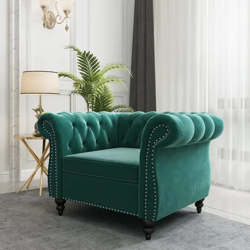 Miniatura 15 de AVZEAR Silla de Acento para Sala de Estar, Silla de Sofá Tapizada Silla de Sofá Individual con Respaldo Acolchado, Silla de Sofá Chesterfield