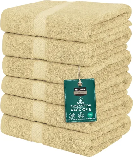 Miniatura 30 de Utopia Towels Juego de 6 toallas de baño (24 x 48 pulgadas), 100% algodón hilado en anillo de 500 GSM, medianas, ligeras y altamente absorbentes