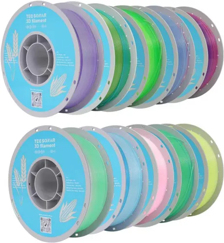 Crystal Rainbow - Paquete de filamentos para impresora 3D de ácido poliláctico (PLA), 10 rollos, carrete de 2.2 libras, filamento degradado de 0.069