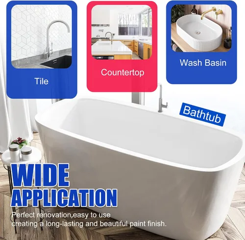 Miniatura 5 de Kit de reacabado de bañera y azulejos, pintura blanca semibrillante de 35 onzas con herramientas para bañera, fregadero y encimera para baño
