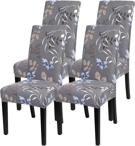 Miniatura 83 de SearchI Juego de 4 fundas para sillas de comedor, elásticas con estampado floral, fundas deslizables para sillas Parsons de spandex, removibles