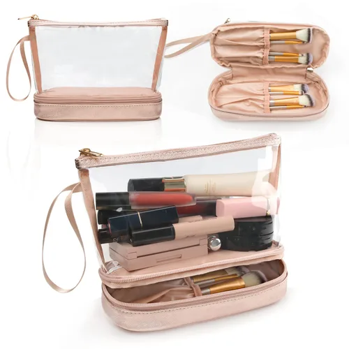 Miniatura 16 de Ethereal Bolsa de maquillaje de viaje, bolsa de cosméticos transparente, organizador de maquillaje, bolsa de aseo aprobada por la TSA, bolsa