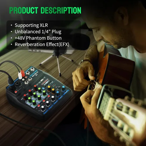 Miniatura 2 de Mezclador de audio para DJ, mezcladores de DJ, tablero de sonido de 4 canales con Bluetooth, NEW BAXS Sound Mixer Board XLR/1/4 pulgadas, entrada