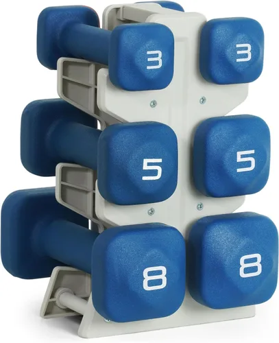 Miniatura 11 de Tone Fitness Juego de mancuernas de neopreno con estante de almacenamiento – Pesos de mano antideslizantes y antideslizamiento para entrenamientos