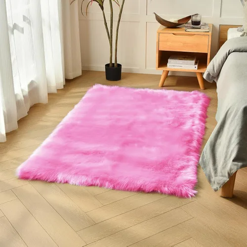 Miniatura 9 de duduta - Alfombra de pelo de oveja sintética verde esmeralda de 2 x 3 pies, alfombra esponjosa lavable para cabecera de cama pequeña, dormitorio