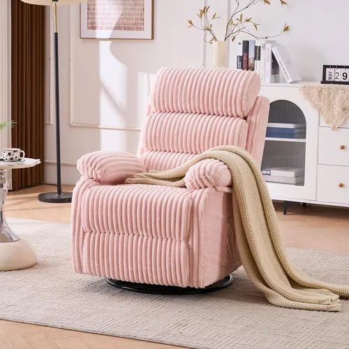 Miniatura 12 de Silla mecedora reclinable de 360° para adultos, silla reclinable para cuarto de bebé con bolsillo lateral, un cómodo sillón de sofá individual