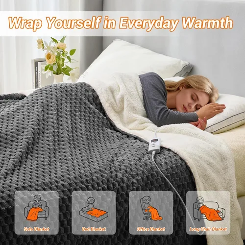 Miniatura 6 de GarveeHome Manta térmica eléctrica tamaño Queen de 84 x 90 pulgadas, con doble control, 10 niveles de calentamiento y 10 horas de apagado