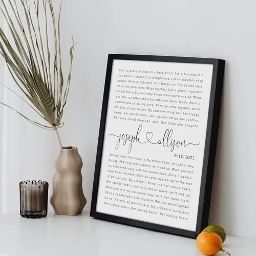 Miniatura 4 de Letras de canciones personalizadas para pared, regalo de boda de aniversario personalizado para parejas, póster de letras de boda, regalo de primera