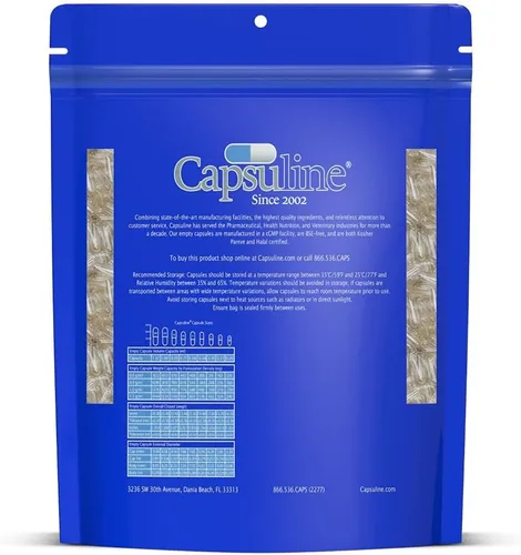 Miniatura 2 de Capsuline Tamaño 00 – Cápsulas de gelatina vacías transparentes – Cápsulas vacías de gel – Relleno de cápsula de píldora bovina pura – Cápsulas