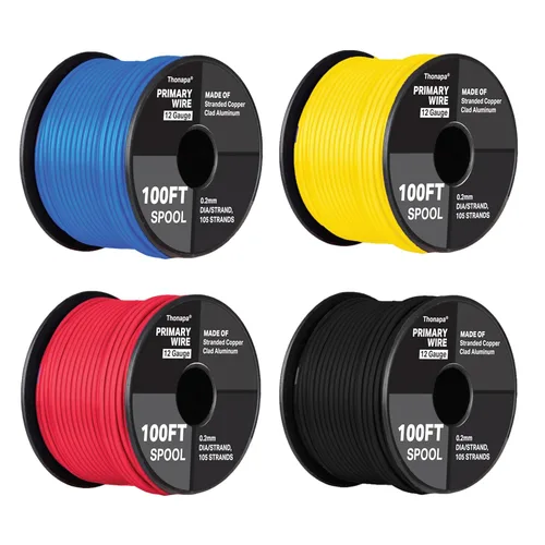 Miniatura 10 de Cable automotriz calibre 14 de 1000 pies, 10 carretes codificados por colores, aluminio recubierto de cobre, aislamiento flexible y grueso, alambre