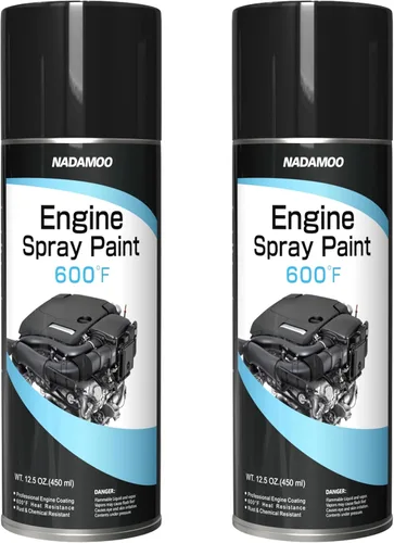 NADAMOO Pintura en aerosol para motor de alta temperatura - Resistente a altas temperaturas hasta 600°F/315°C, acabado mate negro para bloques de