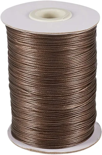 Miniatura 24 de Cordón de poliéster encerado coreano de 100 yardas, hilo de cordón trenzado beige para collar, cuerda de alambre de 0.079 pulgadas con carrete