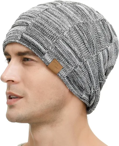 Miniatura 16 de Vgogfly Slouchy Beanie for Men Winter Hats for Guys Cool Beanies Mens Lined Knit Warm Thick Skully Stocking Binie Hat