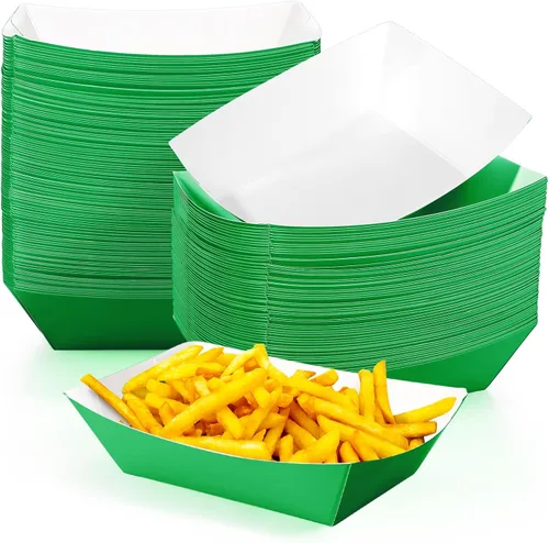 Miniatura 13 de Yinkin 100 piezas de bandejas de papel para comida en forma de barco, bandejas desechables de 2 libras para nachos, bandejas de papel kraft
