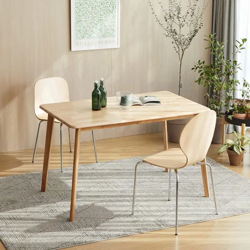 Livinia Canberra 47.2" Mesa de comedor rectangular de madera/Mesa de cocina de roble malayo moderno de mediados de siglo (roble natural) Solo mesa