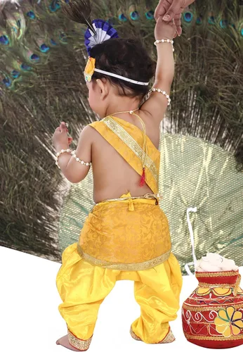 Miniatura 5 de Raj Fancy Dresses Vestido Shri Krishna para bebés niño y niña vestido Janmashtmi con Dhoti Dupatta vestido Kanha para 3 meses a 8 años