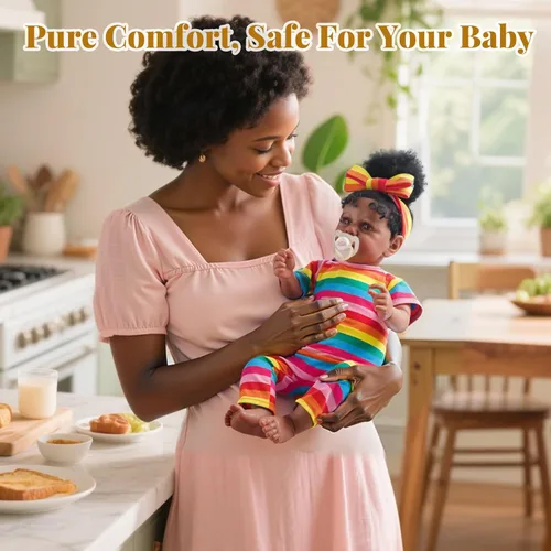 Miniatura 5 de JIZHI Muñecas Bebé Reborn Negras - Cuerpo Suave Realista Afroamericana Muñeca de Niña Recién Nacida de 20 Pulgadas Mejor Set de Regalo de Cumpleaños