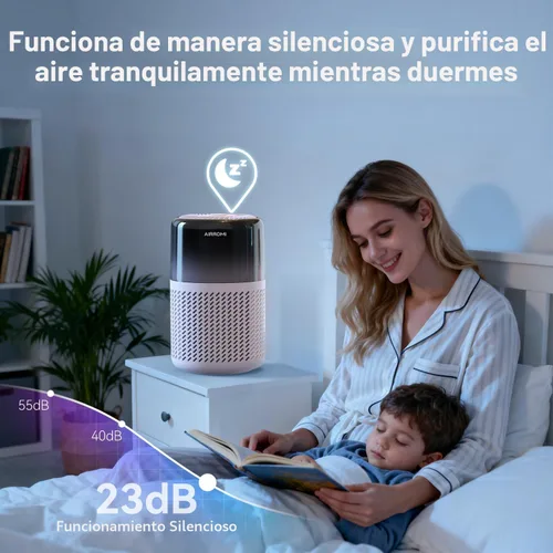 Miniatura 6 de Purificador de aire HEPA AIRROMI para dormitorio y hogar, purificador de aire para mascotas del hogar, elimina el olor a mascotas, olor a arena