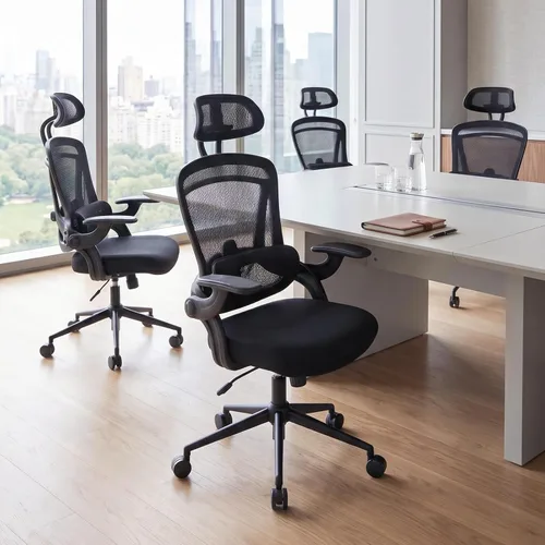 Miniatura 9 de Nouhaus Ergo Fit Silla de oficina ergonómica de malla, sillas de oficina con respaldo alto, soporte lumbar ajustable, reposacabezas y reposabrazos