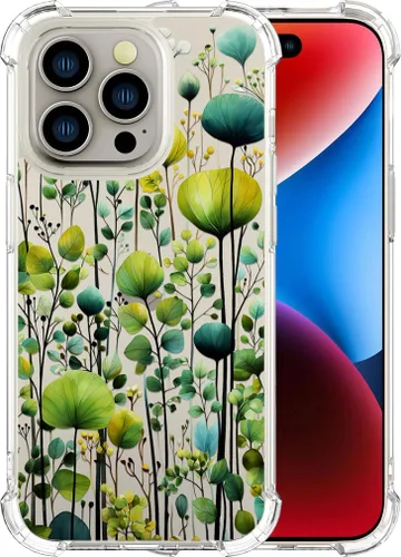 Miniatura 46 de Compatible con iPhone 14, funda transparente y bonita para mujeres y niñas, diseño floral, diseño floral femenino, funda para teléfono 14