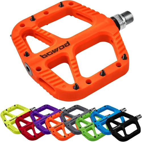 Miniatura 10 de Pedales MTB Pedales planos de bicicleta de montaña para adultos, pedal de plataforma de bicicleta compuesto de nailon ligero y ancho con pasadores