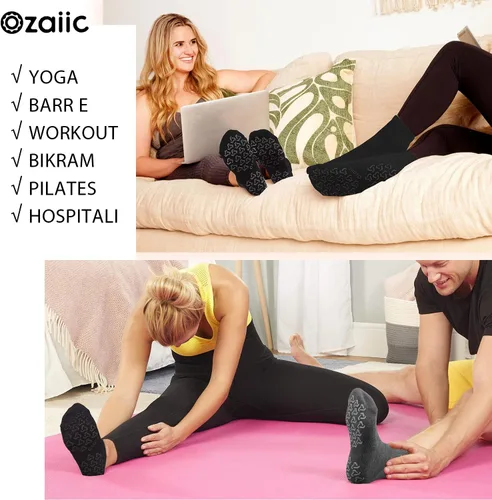 Miniatura 6 de Ozaiic Calcetines antideslizantes para yoga, entrenamiento en casa, Pure Barre, pilates, hospital, calcetines acolchados ideales para hombres