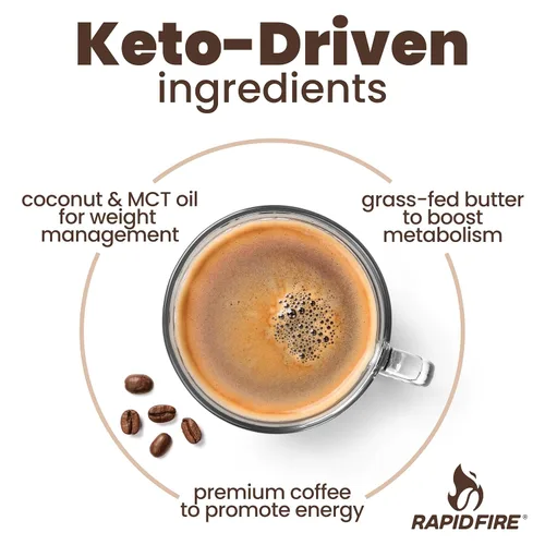 Miniatura 5 de Rapidfire - Mezcla de café instantáneo cetogénico de alto rendimiento, apoya la energía y el metabolismo, 15 porciones, marrón, 7.93 onzas
