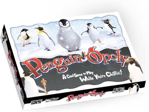 Late for The Sky Penguin-Opoly - Juego de mesa familiar con temática de pingüino estilo Opoly, diversión educativa para niños y adultos, 2 a 6