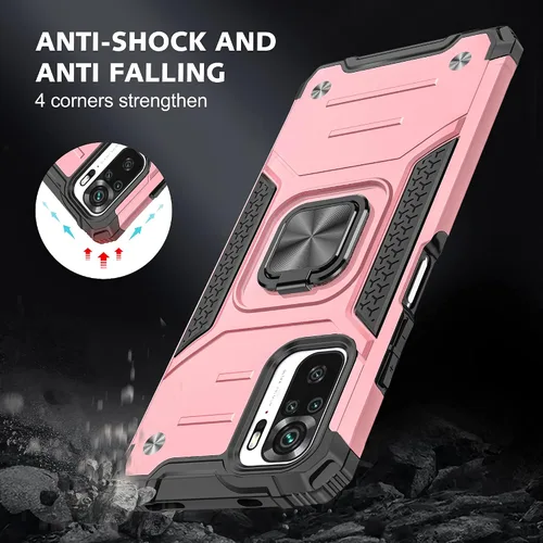 Miniatura 4 de Asuwish Funda de teléfono para Xiaomi Redmi Note 10/10S 4G con protector de pantalla de vidrio templado y soporte de anillo delgado híbrido Oro