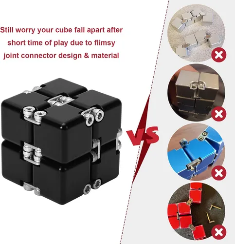 Miniatura 4 de Lifidea Cubo infinito de metal de aleación de aluminio (6 colores) juguete de escritorio de mano con estuche genial, cubo mágico infinito, alivia