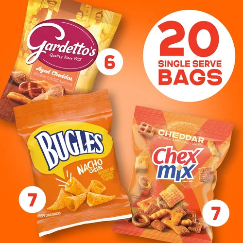 Miniatura 3 de Cheesy Mix Paquete variado de aperitivos, Chex Mix Cheddar, Bugles Nacho Cheese, Gardetto's Aged Cheddar, 20 unidades, 28.875 oz