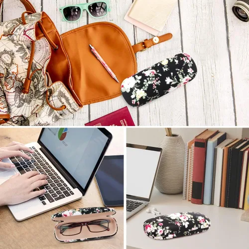 Miniatura 7 de Estuche rígido para gafas para mujer, diseño floral, retro, estuche portátil