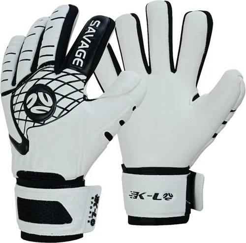 Miniatura 3 de K-LO - Guantes de portero de fútbol Savage Blackout (unisex, juvenil, niños y adultos) - Protectores de dedos para protección Palma de agarre