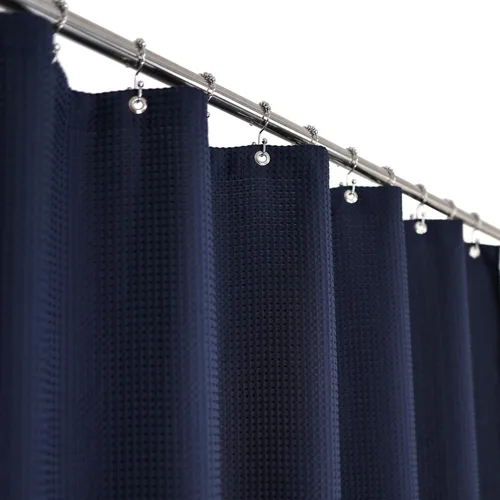 Miniatura 13 de Barossa Design Cortina de ducha blanca con tejido gofre, calidad de lujo, cortinas de ducha de tela para baño, tela con patrón de piqué, repelente