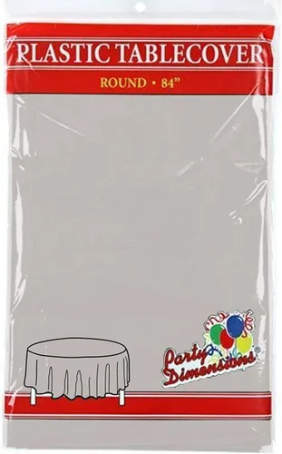 Redondo Mantel de plástico – Calidad Premium cubre mesa de fiesta desechables para fiestas y eventos – 84" – por Fiesta dimensiones, Paquete de 4,