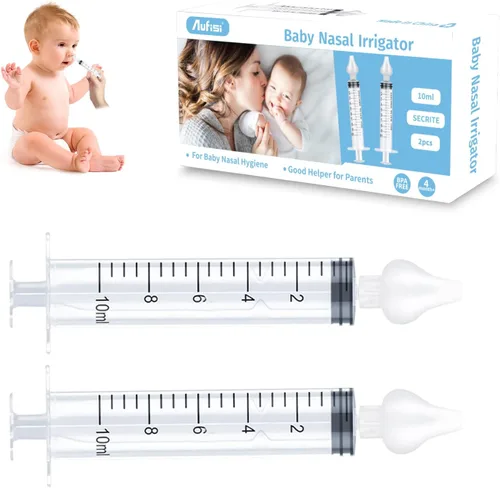 Irrigador nasal para bebé, 0.3 fl oz, aspirador nasal profesional para bebés con puntas de succión nasal de silicona segura, jeringa nasal portátil
