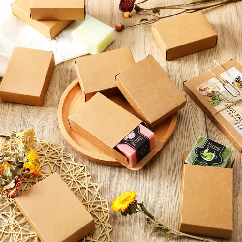 Miniatura 4 de Gersoniel 50 Cajas de Jabón de Papel Kraft Embalaje para Suministros de Fabricación de Jabón Casero para Recuerdos de Fiesta Sin Ventana Embalaje
