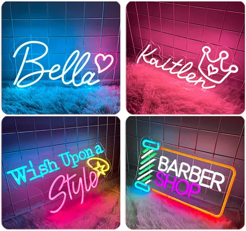 Miniatura 2 de Letreros de neón para decoración de pared, letrero de neón grande personalizado, de 16 a 50 pulgadas, personalizable para dormitorio, feliz Texto